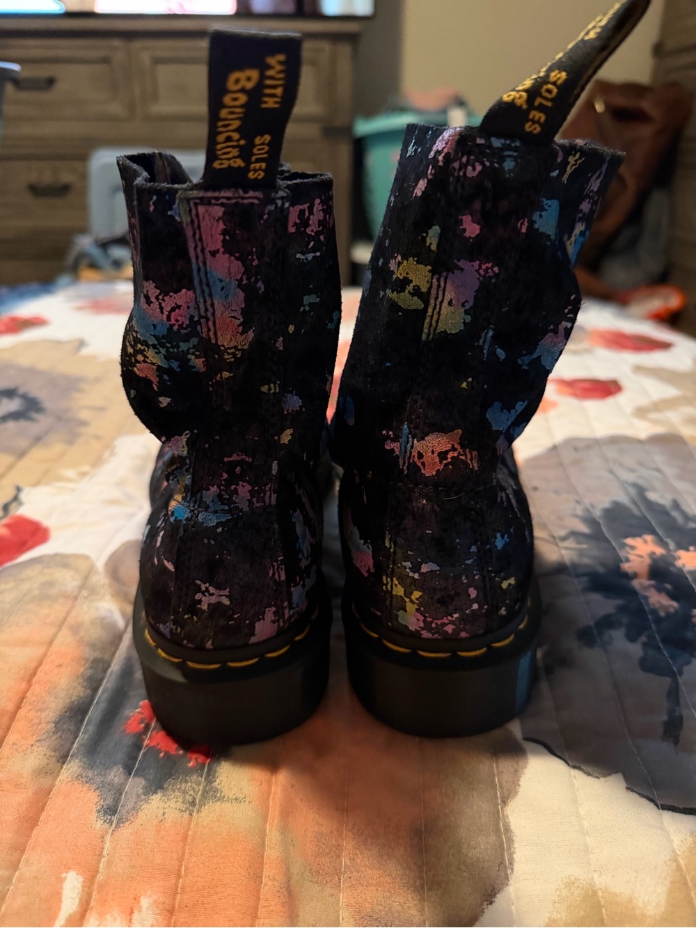 NWOT Dr. Marten’s 1460 Pascal Tutti Frutti Black Suede Boots - Picture 3 of 5